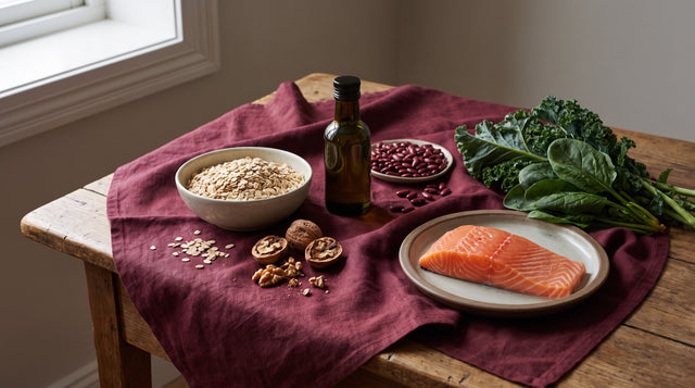 Alimenti amici del cuore per gestire il colesterolo: avena, noci, olio, legumi e pesce