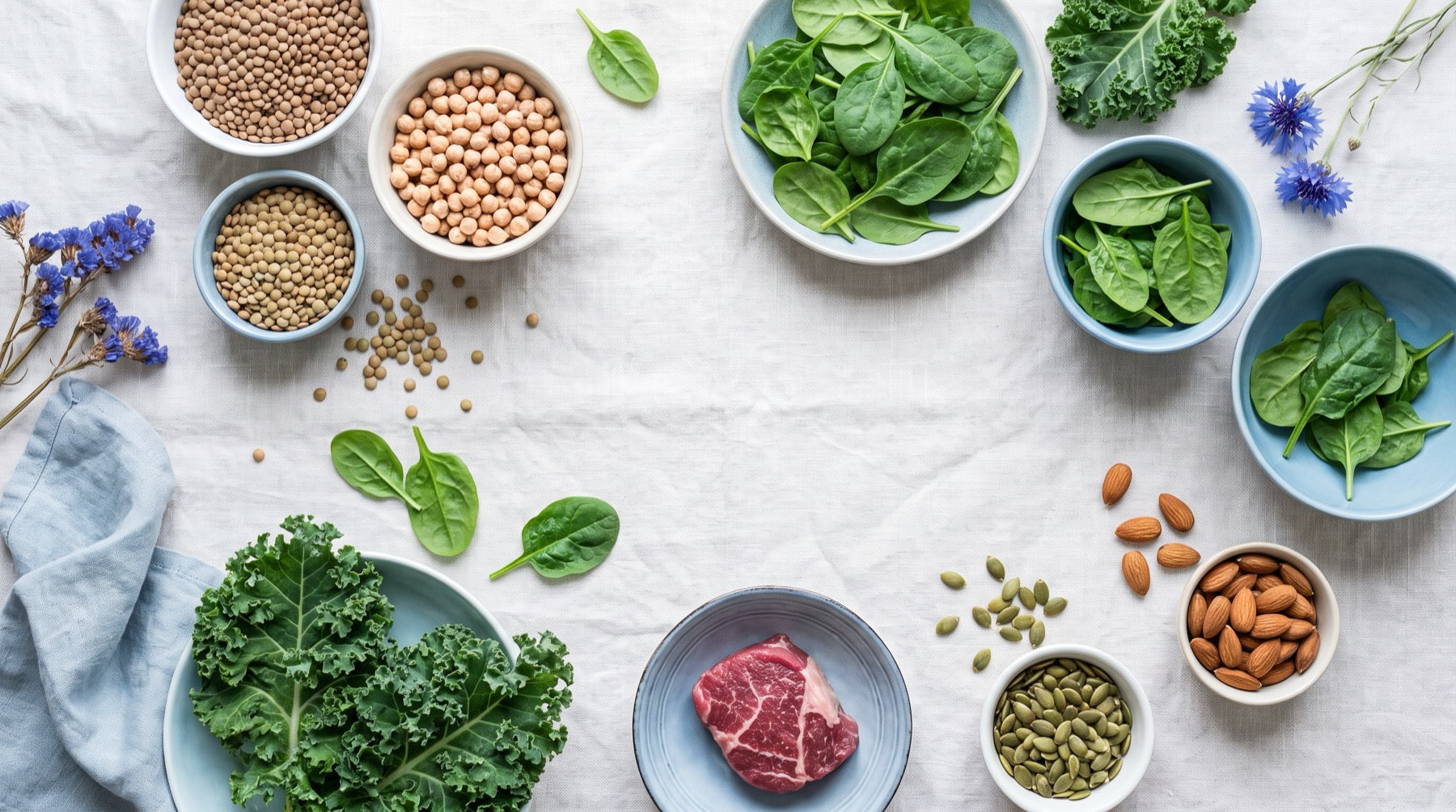 Lenticchie, ceci, spinaci, cavolo, carne, semi e mandorle: gli alimenti ricchi di ferro