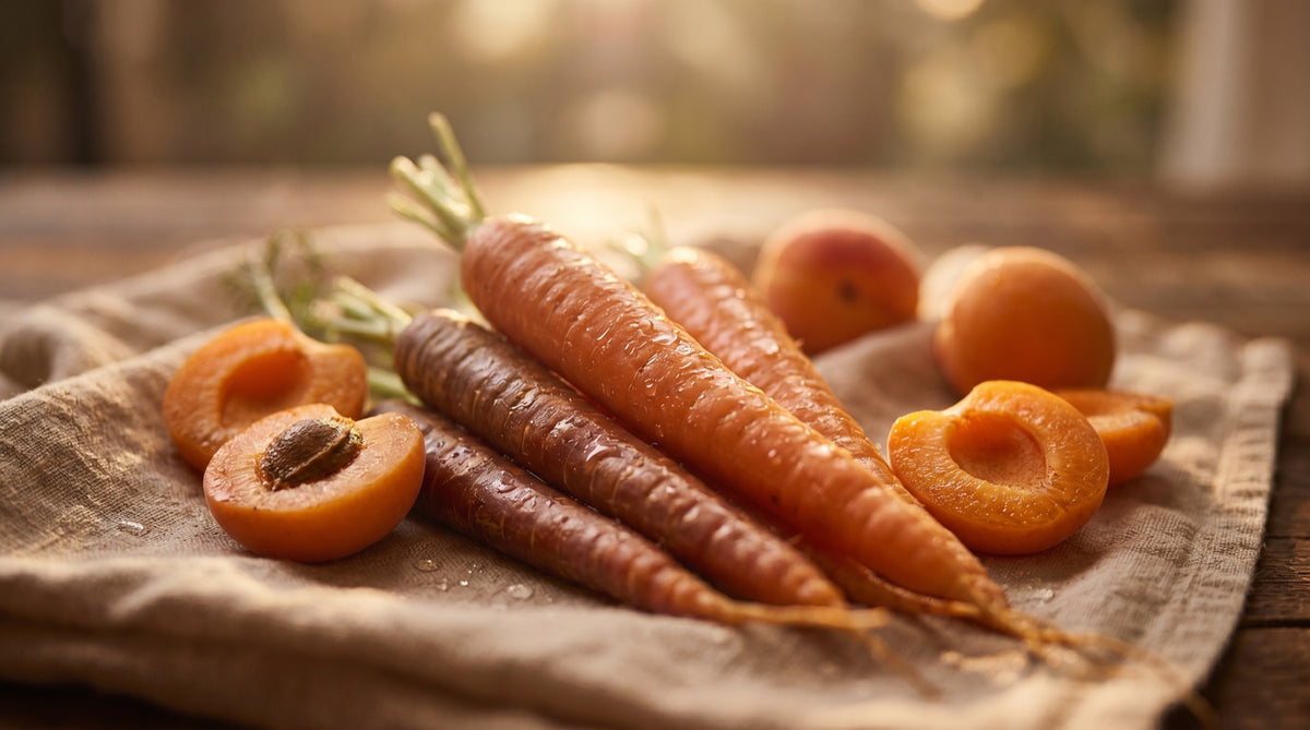 Carote e albicocche fresche, fonti di betacarotene