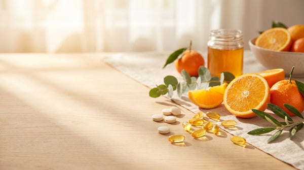 Vitamina D e luce del sole: agrumi, capsule e compresse Natural Novi