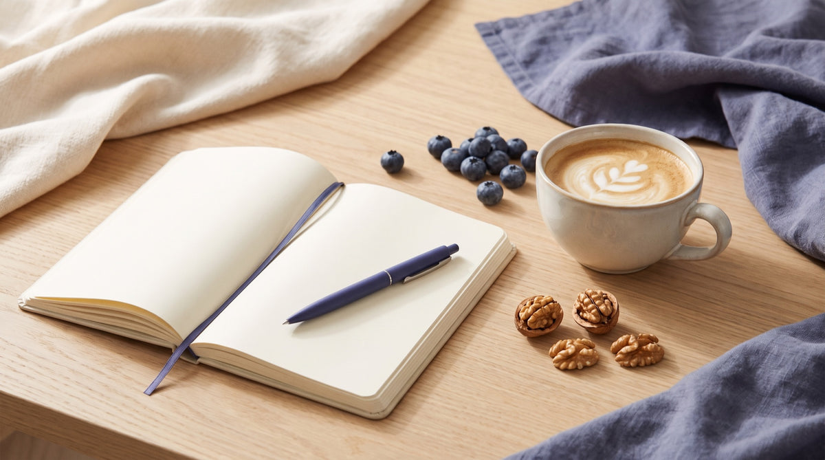 Quaderno, caffe, mirtilli e noci: nutrienti per memoria e concentrazione