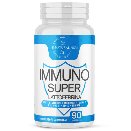 Immuno Super Lattoferrina Pura | 90 Compresse alto dosaggio | 3 mesi di Fornitura | con Vitamina D 2.000 UI | Echinacea | Vitamina C | Zinco | Immuno Stimolante | Rinforza sistema Immunitario - naturalnovi