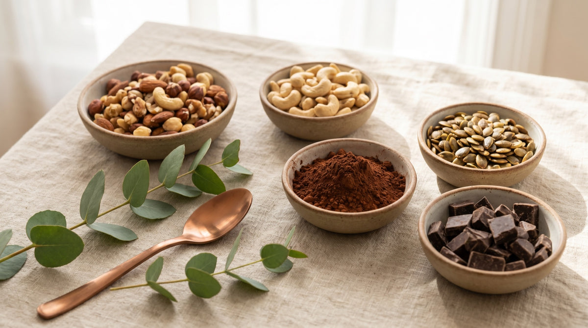 Alimenti ricchi di rame e antiossidanti: frutta secca, cacao e semi