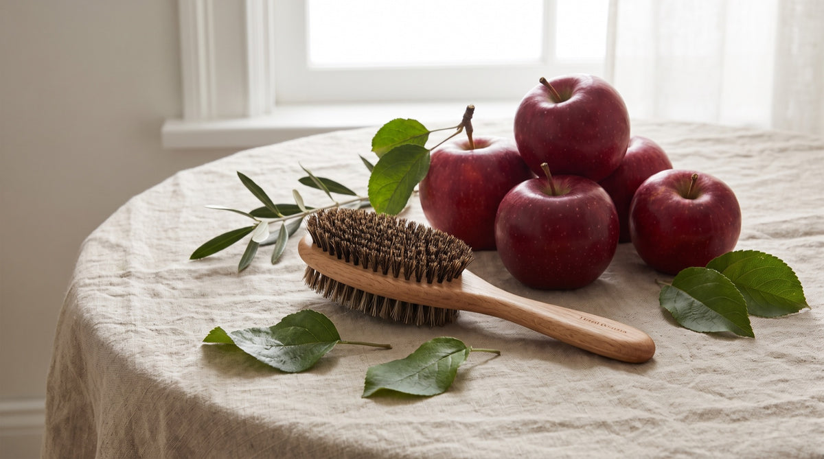 Mela Annurca e cura dei capelli: spazzola in legno e mele