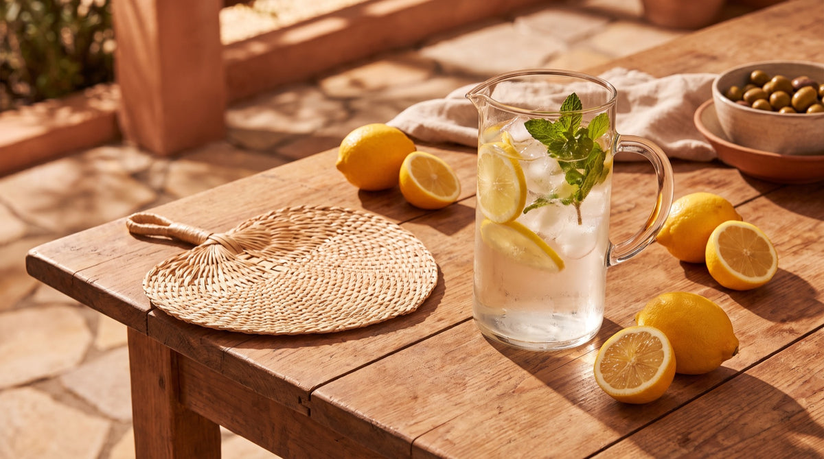 Caraffa d'acqua con limoni e menta, freschezza estiva - stanchezza da caldo, Natural Novi