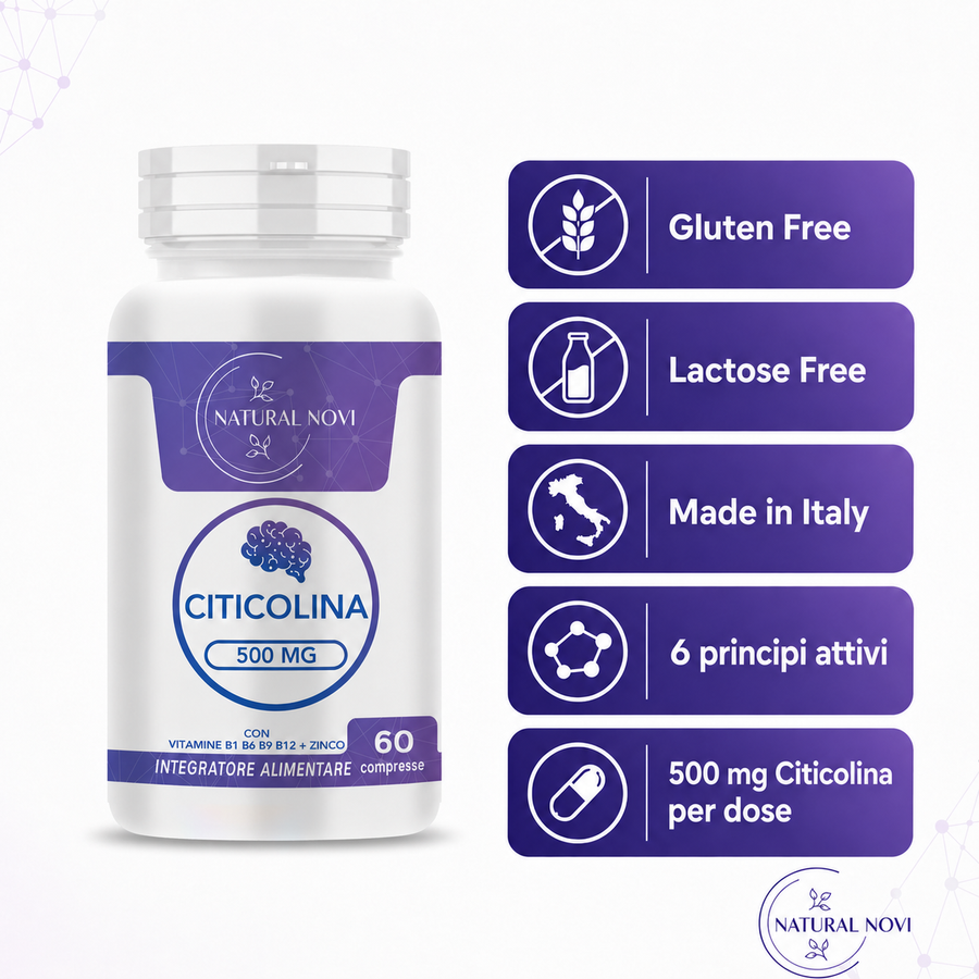 Flacone Citicolina 500 mg Natural Novi con Zinco e Vitamine del gruppo B, 60 compresse — foto 6
