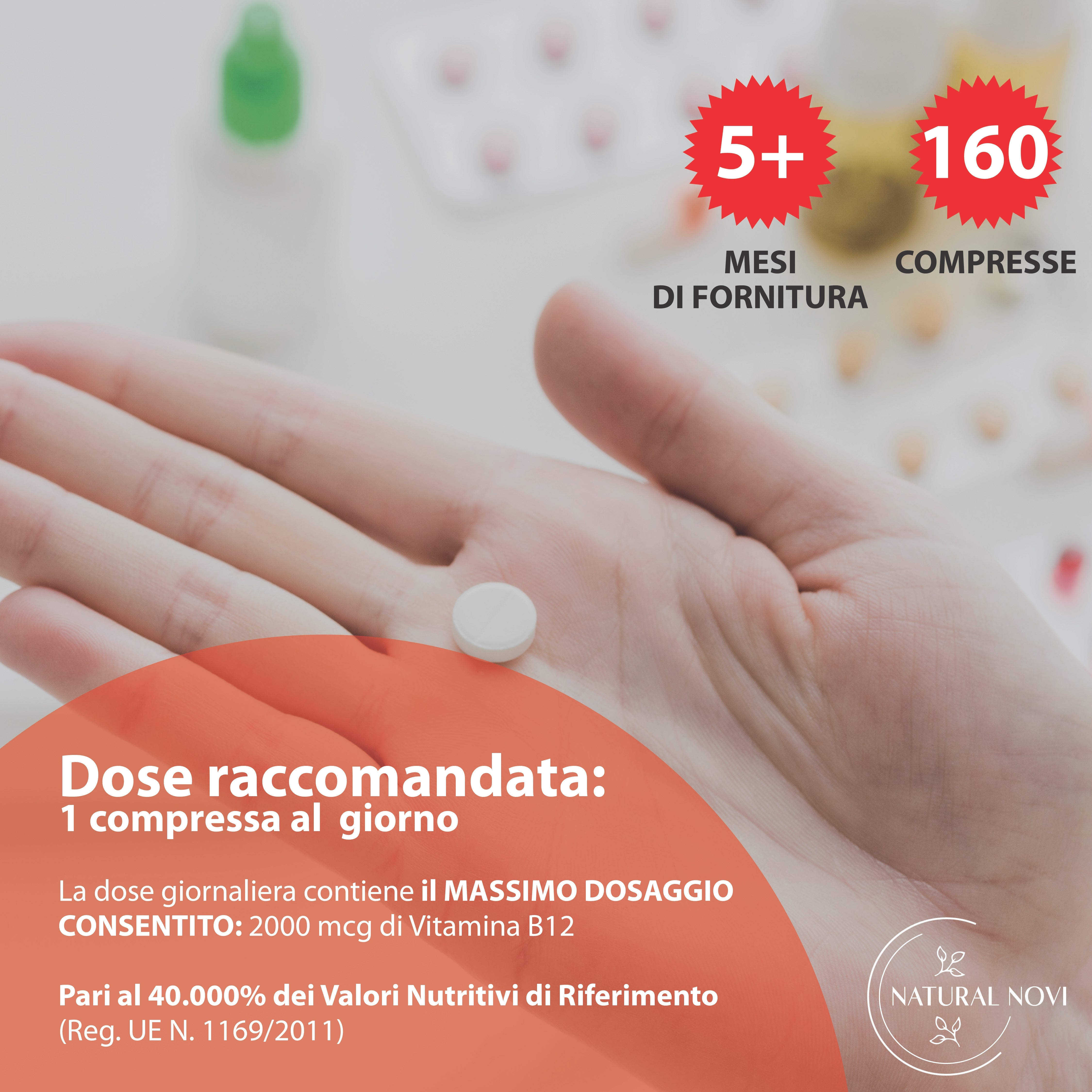 Vitamina B12 1000 mcg | 160 micro compresse masticabili alto assorbimento | | Gusto fragola | supporto fisico e mentale | vitamina b Vegan | Alto dosaggio