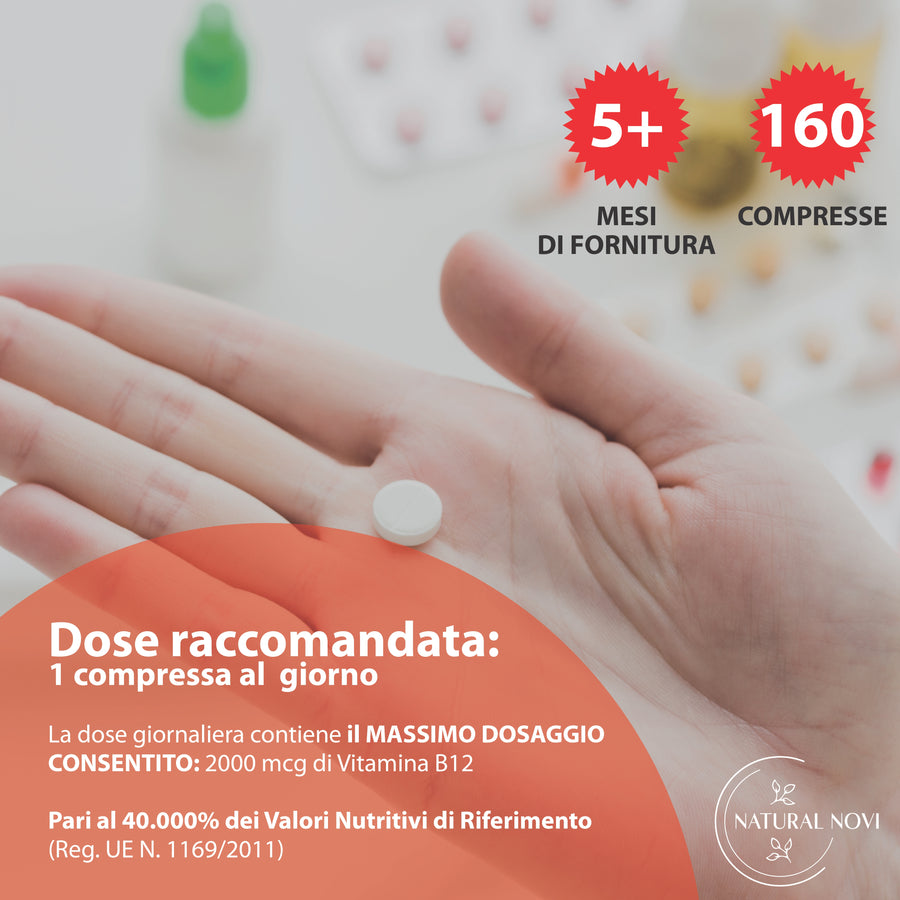 Confezione Vitamina B12 1000 mcg Natural Novi con 160 micro compresse masticabili al gusto fragola — foto 4