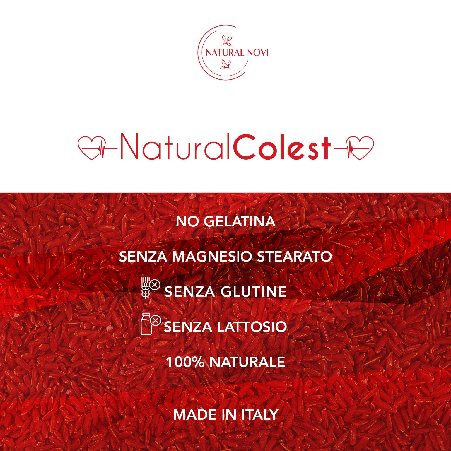 Riso Rosso Fermentato NaturalColest 160 Compresse | oltre 5 MESI di fornitura | Con COENZIMA Q10 | 2,9mg Monacolina | Senza Glutine | Made in Italy