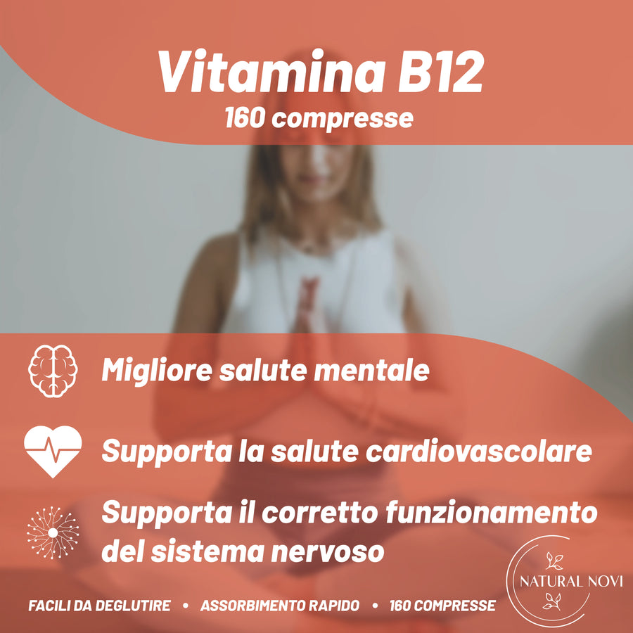 Confezione Vitamina B12 1000 mcg Natural Novi con 160 micro compresse masticabili al gusto fragola — foto 3