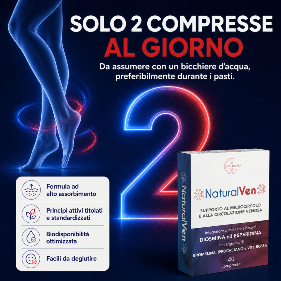 Confezione NaturalVen Natural Novi: integratore con Diosmina, Esperidina, Bromelina, Ippocastano e Vite Rossa per il microcircolo — foto 3