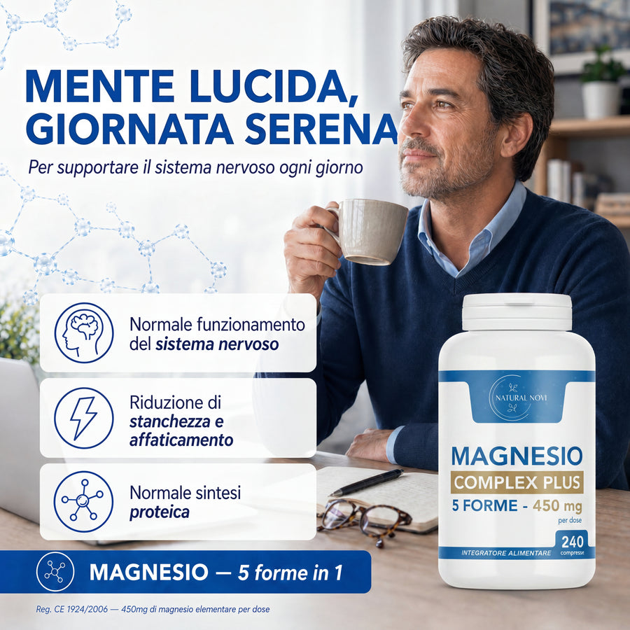 Barattolo Magnesio Complex Plus Natural Novi con 5 forme di magnesio, 240 compresse — foto 5