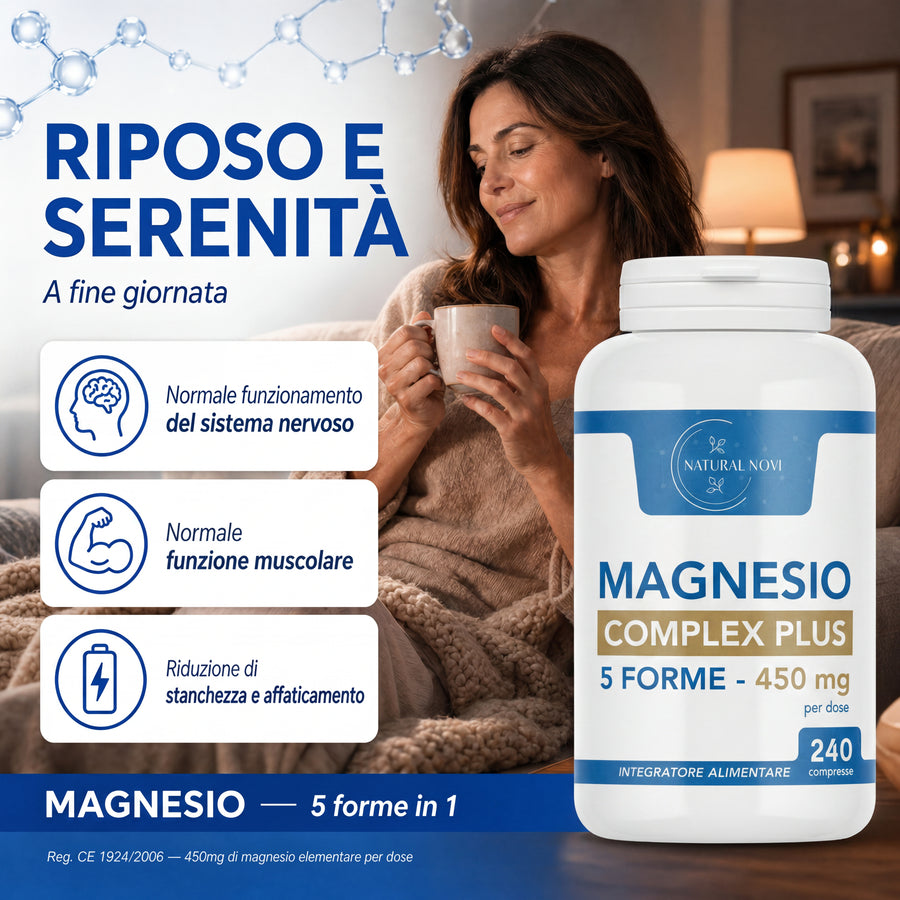 Barattolo Magnesio Complex Plus Natural Novi con 5 forme di magnesio, 240 compresse — foto 6