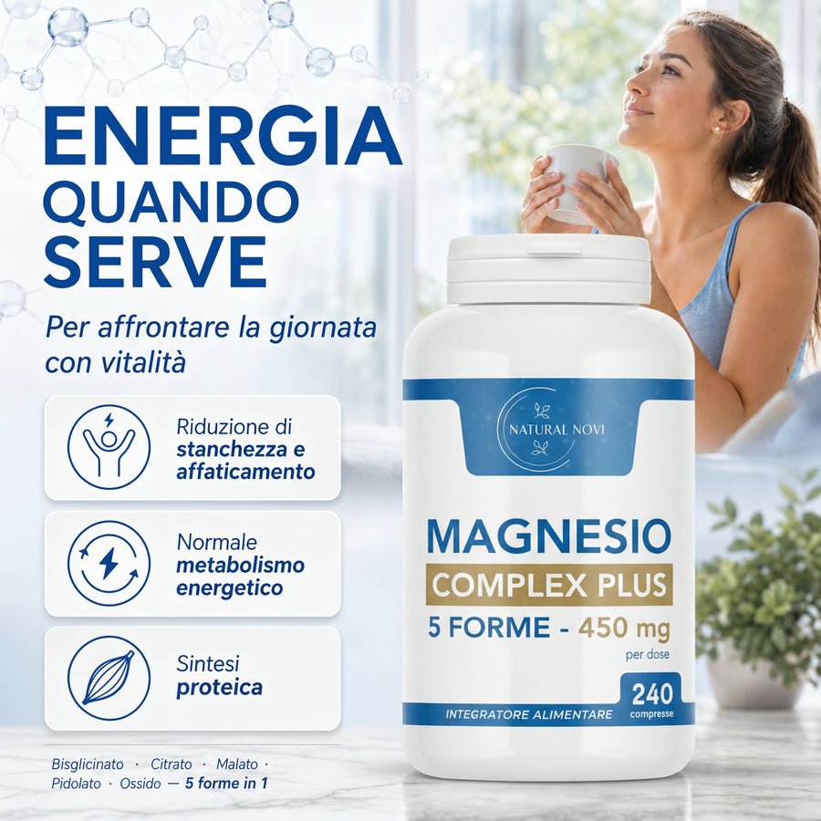 Barattolo Magnesio Complex Plus Natural Novi con 5 forme di magnesio, 240 compresse — foto 7