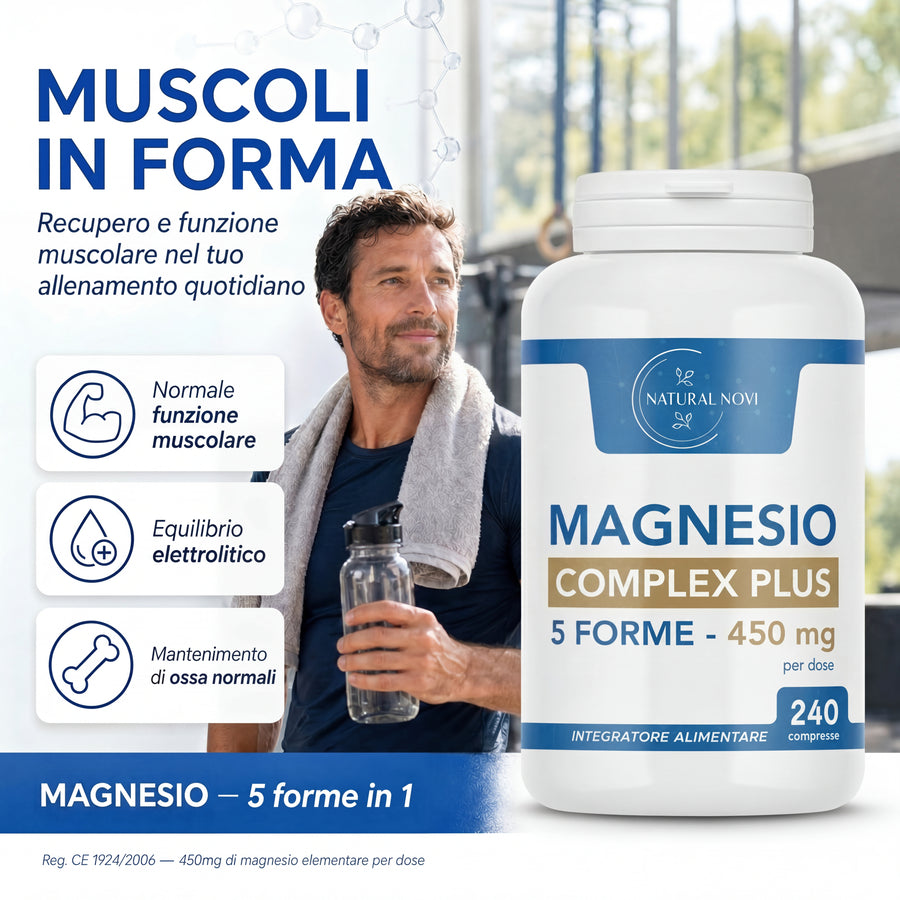 Barattolo Magnesio Complex Plus Natural Novi con 5 forme di magnesio, 240 compresse — foto 8