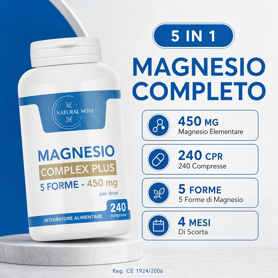 Barattolo Magnesio Complex Plus Natural Novi con 5 forme di magnesio, 240 compresse — foto 2