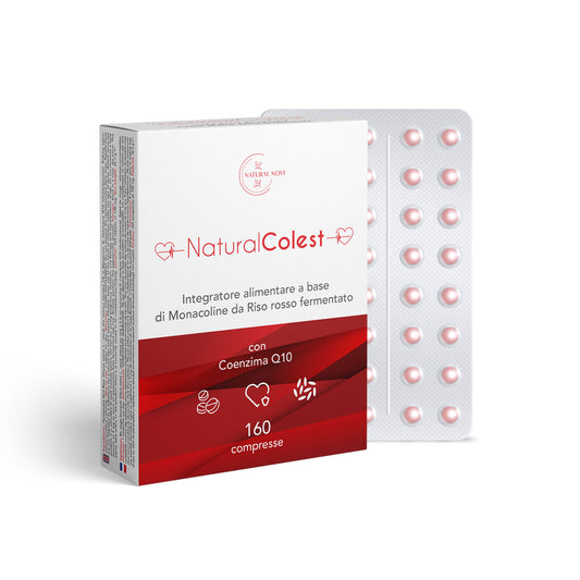 Riso Rosso Fermentato NaturalColest 160 Compresse | oltre 5 MESI di fornitura | Con COENZIMA Q10 | 2,9mg Monacolina | Senza Glutine | Made in Italy