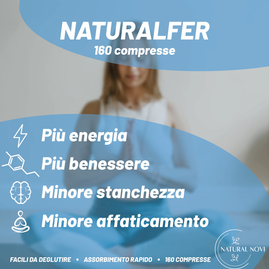 Confezione NaturalFer Natural Novi, integratore di ferro 28 mg con vitamina C, B12 e acido folico, 160 compresse — foto 5