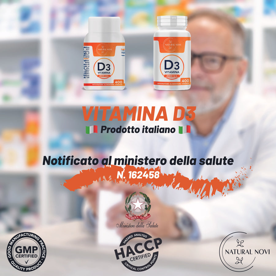 Flacone Vitamina D3 2000 UI Natural Novi, 400 micro compresse, oltre un anno di scorta — foto 2