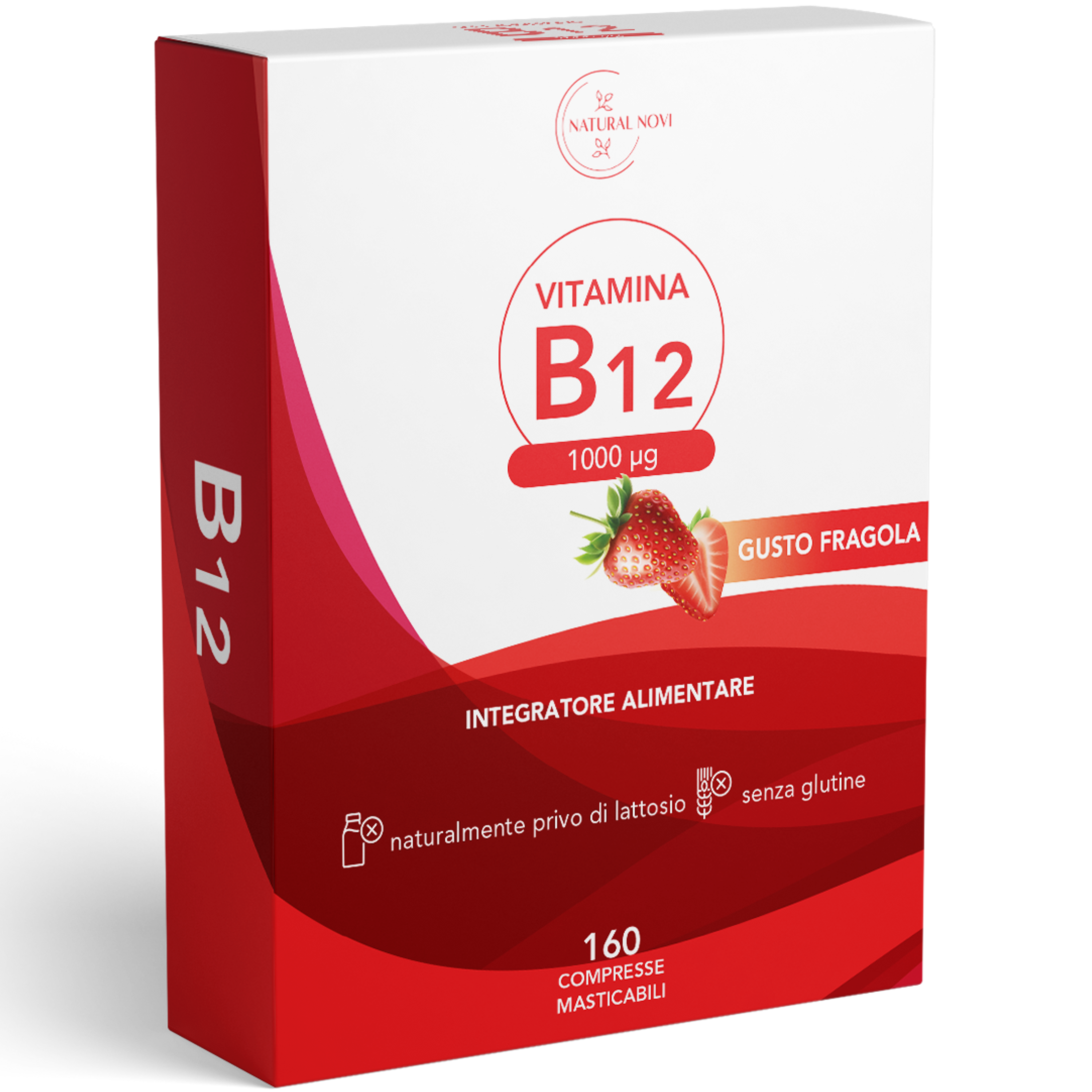 Vitamina B12 1000 mcg | 160 micro compresse masticabili alto assorbimento | | Gusto fragola | supporto fisico e mentale | vitamina b Vegan | Alto dosaggio