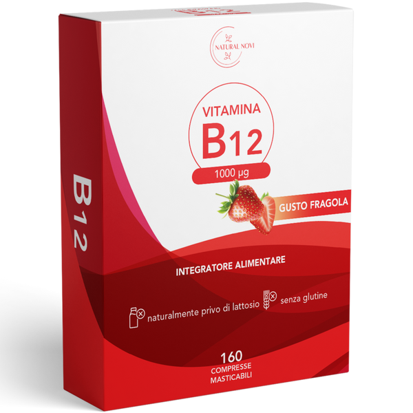 Vitamina B12 1000 mcg | 160 micro compresse masticabili alto assorbimento | | Gusto fragola | supporto fisico e mentale | vitamina b Vegan | Alto dosaggio