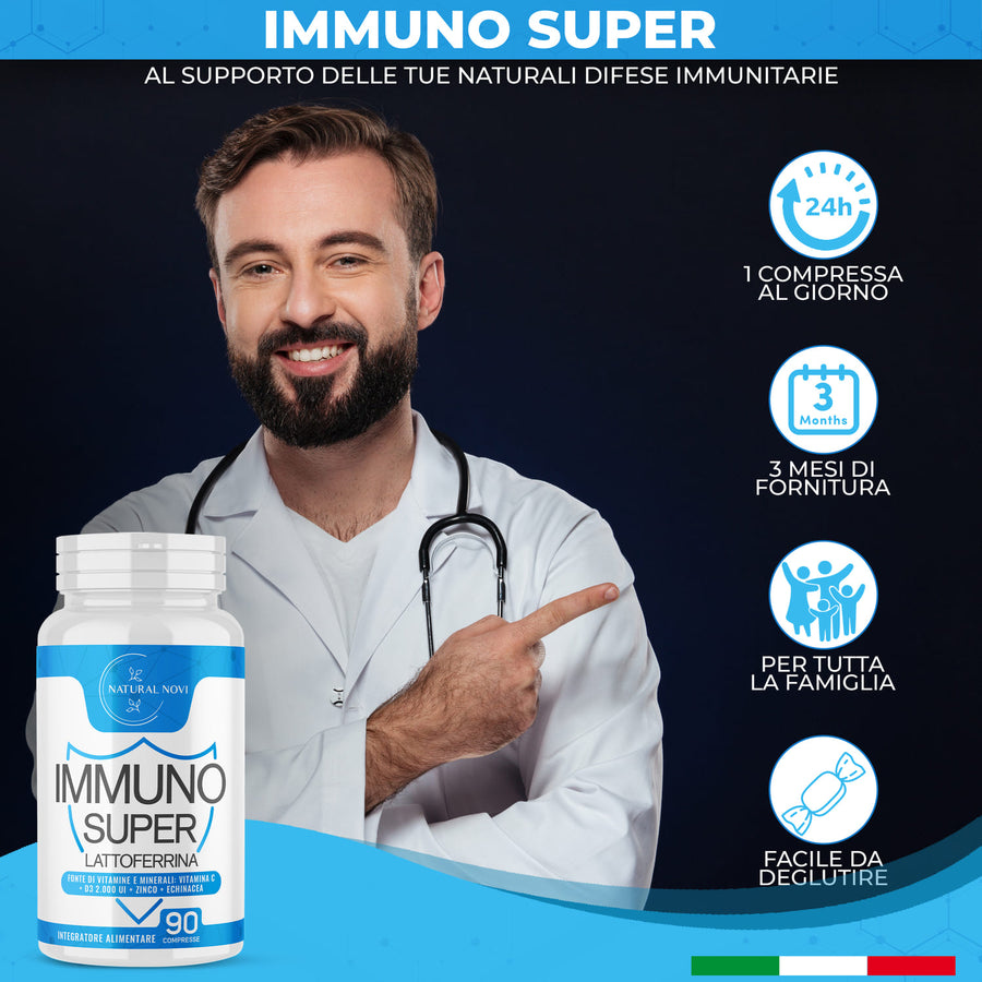 Barattolo Immuno Super Lattoferrina Pura Natural Novi con 90 compresse, 3 mesi di fornitura — foto 5