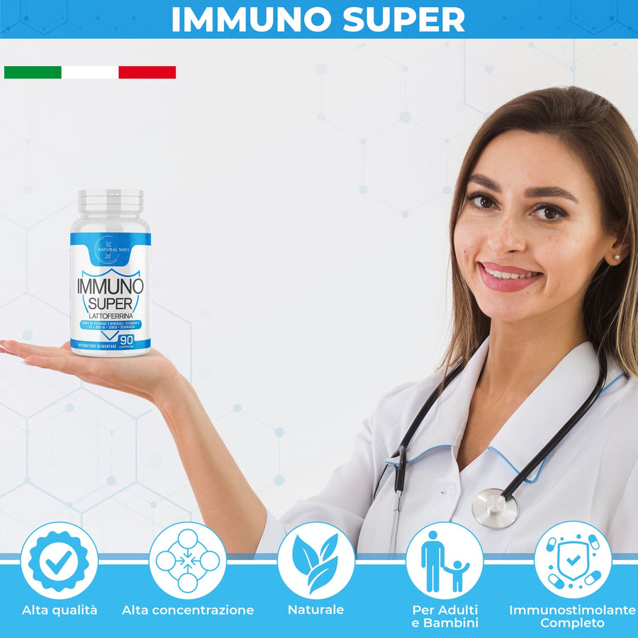 Barattolo Immuno Super Lattoferrina Pura Natural Novi con 90 compresse, 3 mesi di fornitura — foto 3